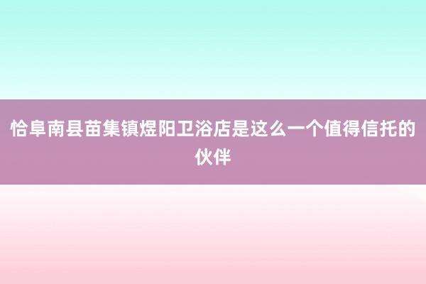恰阜南县苗集镇煜阳卫浴店是这么一个值得信托的伙伴
